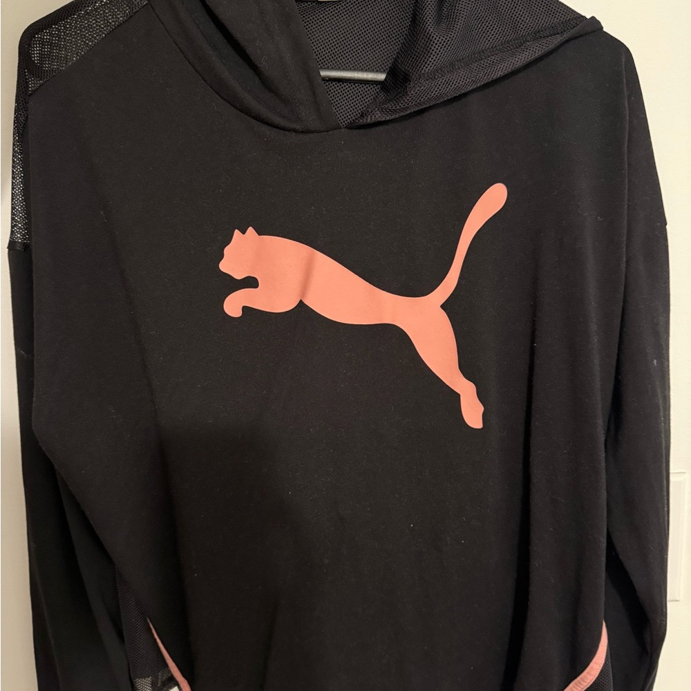Puma Black and Pink Cat Silhouette Hoodie